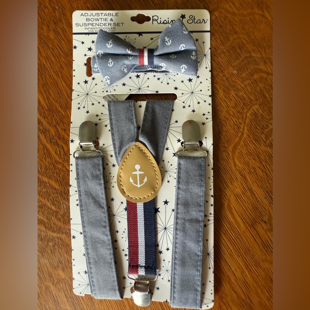 Rising Star Anchor Bow Tie and Suspenders Set ⚓️ Adjustable Infant/Toddler